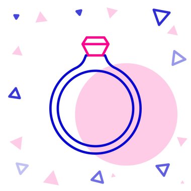 Elmas çizgisi nişan yüzüğü simgesi beyaz arkaplanda izole edildi. Renkli taslak konsepti. Vektör