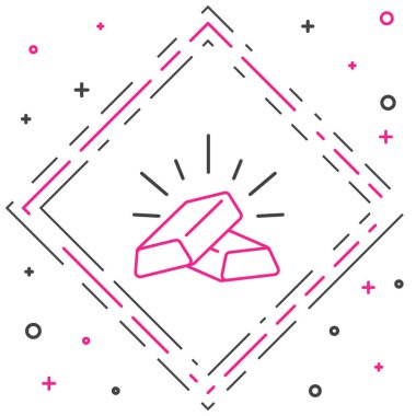 Satır Altın çubukları simgesi beyaz arkaplanda izole edildi. Bankacılık işi konsepti. Renkli taslak konsepti. Vektör