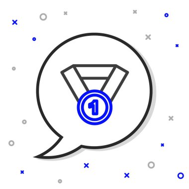 Altın madalya ikonu beyaz arka planda izole edildi. Kazanan sembol. Renkli taslak konsepti. Vektör