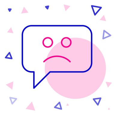 Beyaz arkaplanda izole edilmiş Hüzünlü Gülümseme simgesi. Duygusal yüz ifadesi. Renkli taslak konsepti. Vektör