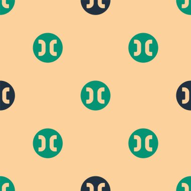 Yeşil ve siyah balık burcunun simgesi bej arka planda izole edilmiş. Astrolojik yıldız falı koleksiyonu. Vektör