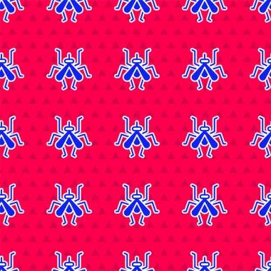 Mavi Sivrisinek simgesi kırmızı zeminde izole edilmiş. Vektör