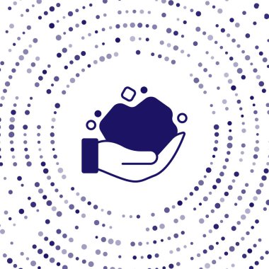 Mavi altın külçesi simgesi beyaz arkaplanda izole edildi. Mineral kaya. Soyut çember rastgele noktalar. Vektör