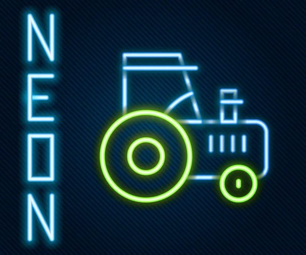 Zářící Neonová Čára Ikona Traktoru Izolovaná Černém Pozadí Barevný Koncept — Stockový vektor