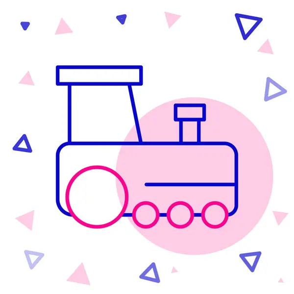 Line Toy Train Icon Isolated White Background Colorful Outline Concept — Stock Vector