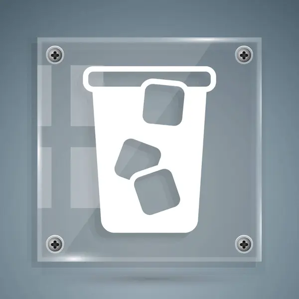 Weißes Eistee Symbol Isoliert Auf Grauem Hintergrund Eistee Quadratische Glasscheiben — Stockvektor