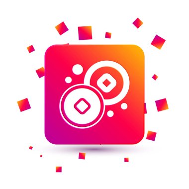 Beyaz Çin Yuan para birimi simgesi beyaz arka planda izole. Bozuk para. Bankacılık işareti. Para sembolü. Kare renk düğmesi. Vektör