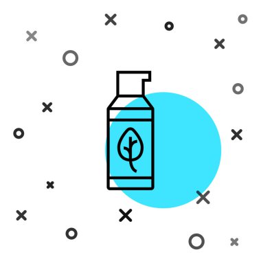 Siyah çizgi organik kozmetik ikonu Kara çizgi arkaplanını izole etti. Vücut bakım ürünleri. Rastgele dinamik şekiller. Vektör.