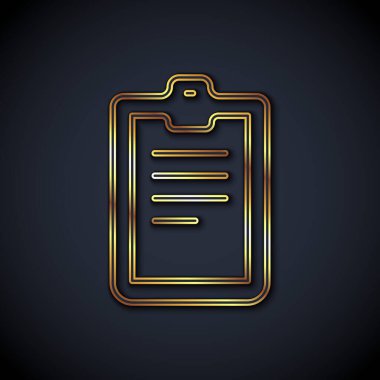 Altın çizgili psikolojik test ikonu siyah arka planda izole edildi. Vektör