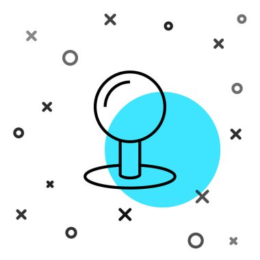 Siyah çizgi itme simgesi beyaz arkaplanda izole edildi. Raptiye işareti. Rastgele dinamik şekiller. Vektör