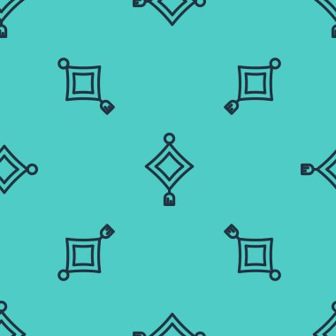 Siyah çizgi Çin kağıt fener ikonu yeşil arka planda izole edilmiş pürüzsüz desen. Vektör