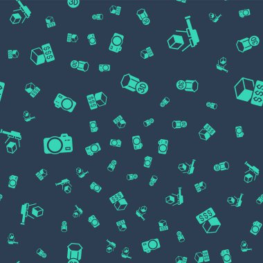 3D yazıcı, küp ile tarayıcı, fotoğraf makinesi ve servisleri pürüzsüz desen üzerine ayarla. Vektör