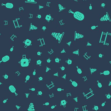 Stack sıcak taşları, Sauna fırçasını, yapraklı çaydanlığı ve ahşap tezgahı pürüzsüz desenli yapın. Vektör