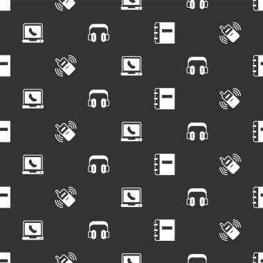 Not Defteri, Cep Telefonu, Telefon 24 saat destek ve kulaklıkları sorunsuz bir şekilde ayarla. Vektör