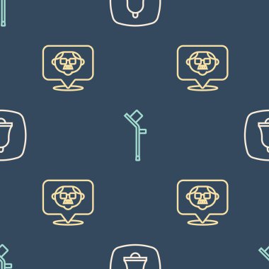 Acil bir telefon görüşmesi ayarla. Büyükbaba ve koltuk değneği ya da koltuk değnekleri. Vektör