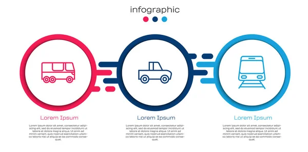 Set Line Bus Pickup Truck Train Railway Business Infographic Template — Stock Vector