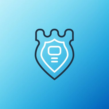 Hat Polisi rozet simgesi mavi arkaplanda izole edildi. Şerif rozeti. Renkli taslak konsepti. Vektör