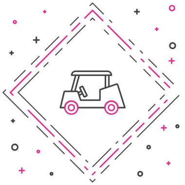 Golf arabası simgesi beyaz arkaplanda izole edildi. Golf arabası. Renkli taslak konsepti. Vektör