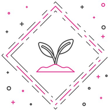 Beyaz arkaplanda çizgi filizi simgesi izole edildi. Tohum ve tohum. İşaret bırakıyor. Yaprak doğası. Renkli taslak konsepti. Vektör