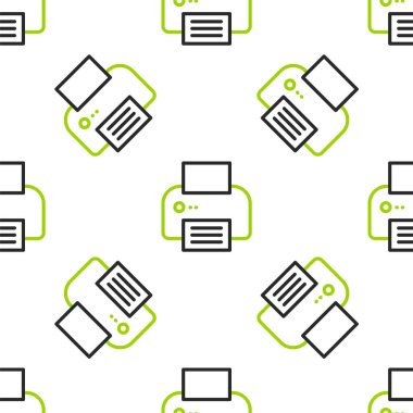 Çizgi Yazıcı simgesi beyaz arkaplanda izole edilmiş kusursuz desen. Vektör