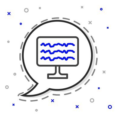 Beyaz arkaplanda çizgi ensefalogramı simgesi izole edildi. Elektriksel aktivite. Renkli taslak konsepti. Vektör