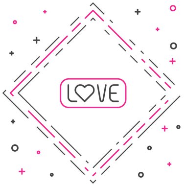 Sevgi satırı metin simgesi beyaz arkaplanda izole edildi. Sevgililer Günü tebrik kartı şablonu. Renkli taslak konsepti. Vektör