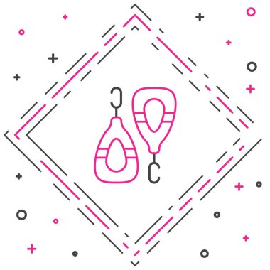 Satır küpeleri simgesi beyaz arkaplanda izole edildi. Mücevher aksesuarları. Renkli taslak konsepti. Vektör