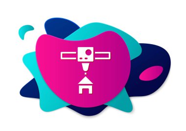 Renkli 3D yazıcı evi simgesi beyaz arkaplanda izole edildi. 3D baskı. Sıvı şekilli soyut pankart. Vektör.