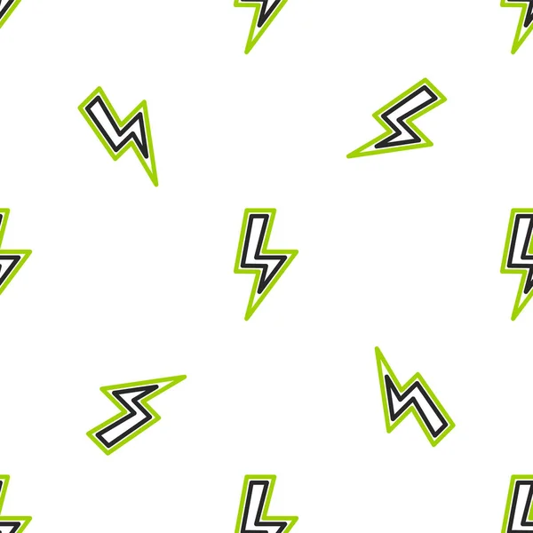 Line Lightning Bolt Icon Isolated Seamless Pattern White Background Flash — Stock Vector
