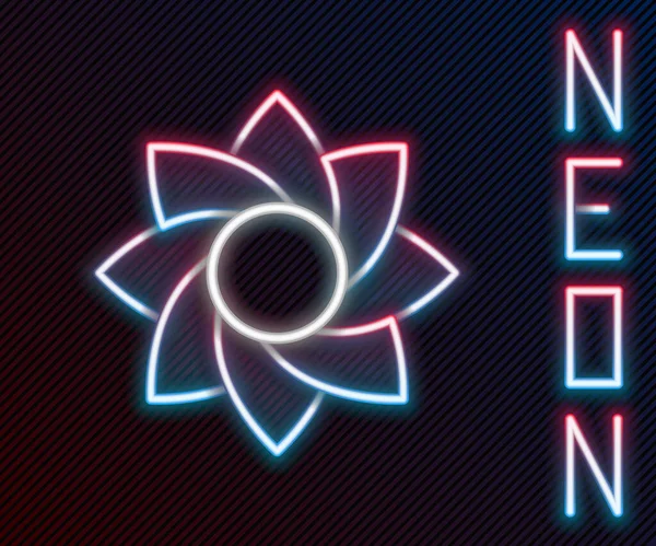 Glödande Neon Linje Blomma Ikonen Isolerad Svart Bakgrund Söt Naturlig — Stock vektor
