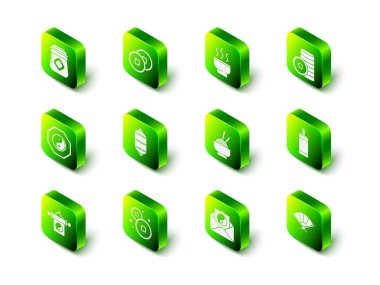 Çin Yuan para birimi, çay seremonisi, Firework, Çin kağıt katlama fanı, Asya erişte kasesi, Yin Yang ve zarf ve ikon. Vektör