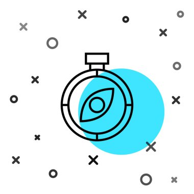 Siyah çizgi pusula simgesi beyaz arkaplanda izole edildi. Rüzgâr yön bulma sembolü. Rüzgar gül işareti. Rastgele dinamik şekiller. Vektör.