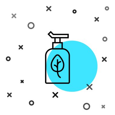 Siyah çizgi organik kozmetik ikonu Kara çizgi arkaplanını izole etti. Vücut bakım ürünleri. Rastgele dinamik şekiller. Vektör.