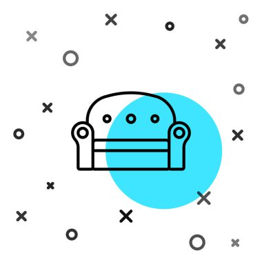 Siyah çizgi kanepe simgesi beyaz arkaplanda izole edildi. Rastgele dinamik şekiller. Vektör