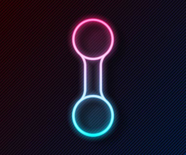 Parlayan neon hattı Dumbbell simgesi siyah arkaplanda izole edildi. Kas kaldırma, fitness halteri, spor malzemeleri. Vektör