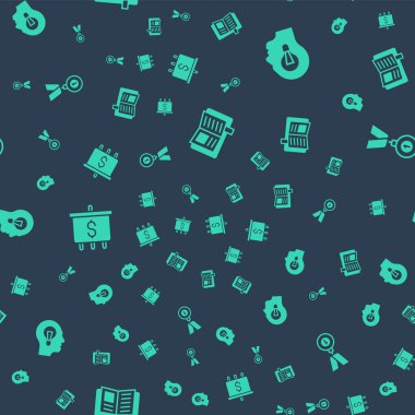 Reading Book, Ampullü İnsan, Hedefli Dolar ve Madalya 'yı kusursuz desenlere göre ayarla. Vektör