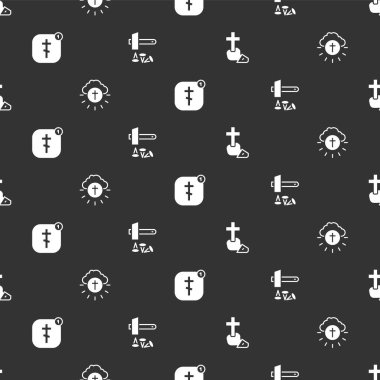 Hıristiyan haçı, Dini çemberler çiziyor, çevrimiçi kilise papazı vaaz veriyor ve İsa 'nın çarmıha gerilmesini kusursuz bir şekilde uyguluyor. Vektör