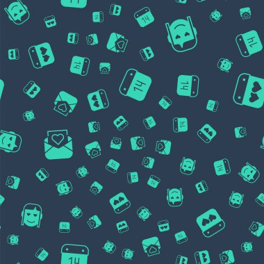 Takvimi 14 Şubat, Romantik kız, Zarflı Sevgililer Günü kalbi ve kusursuz desen ile ayarla. Vektör