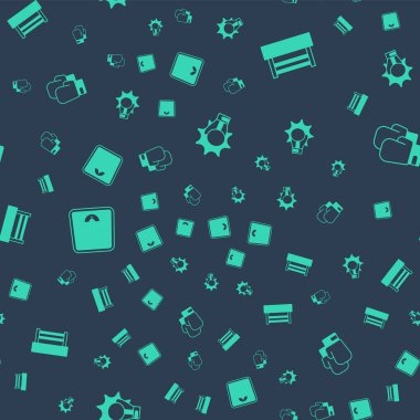 Yumruğu boks eldivenine, boks ringine, banyo terazisine ve pürüzsüz desene ayarla. Vektör