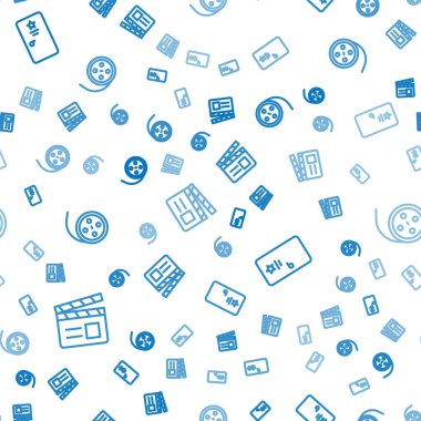 Çizgi film alkışını, sahne arkasını ve film makarasını kusursuz şekilde ayarla. Vektör