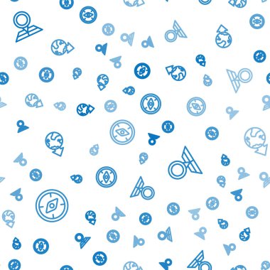 Pusulayı ayarla, konum işaretleyicisi ile katlanmış harita ve dünyanın konumu pürüzsüz desen üzerinde. Vektör