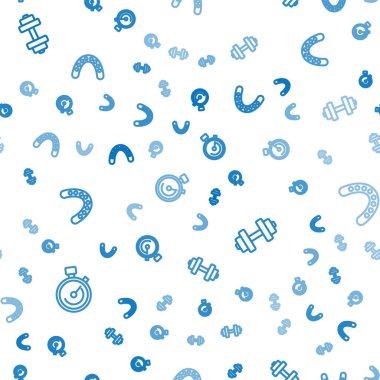 Stopwatch, Dumbbell ve Ağız Boksörü 'nü kusursuz bir düzene sokun. Vektör