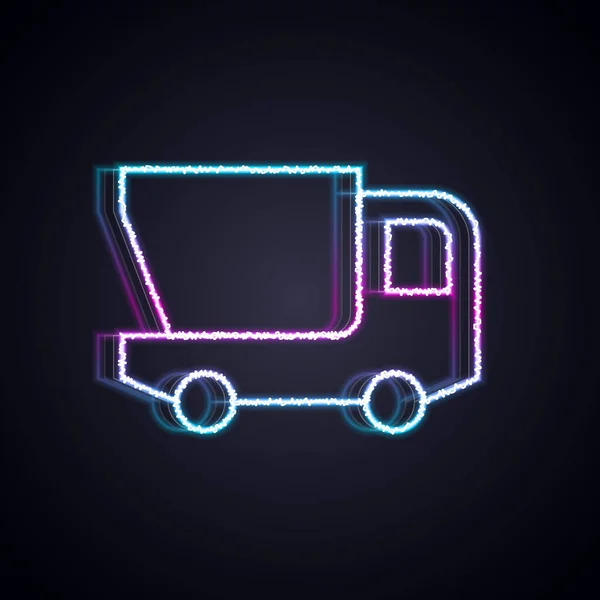 Φωτεινό Νέον Γραμμή Toy Φορτηγό Εικονίδιο Απομονώνονται Μαύρο Φόντο Διάνυσμα — Διανυσματικό Αρχείο