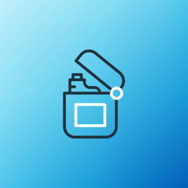 Satır Işığı simgesi mavi arkaplanda izole edildi. Renkli taslak konsepti. Vektör