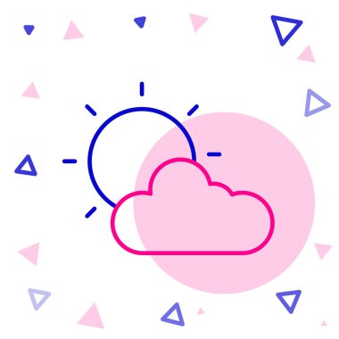 Çizgi Güneş ve bulut hava durumu ikonu beyaz arkaplanda izole edildi. Renkli taslak konsepti. Vektör