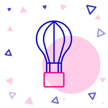 Line Sıcak Hava Balonu simgesi beyaz arkaplanda izole edildi. Seyahat için hava taşımacılığı. Renkli taslak konsepti. Vektör