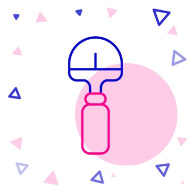 Beyaz arkaplanda çizgi küreği simgesi izole edildi. Bahçe aletleri. Bahçecilik, tarım, çiftçilik aleti. Renkli taslak konsepti. Vektör