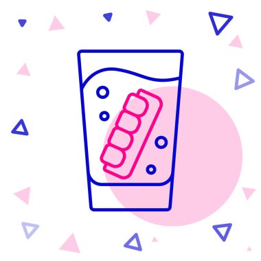 Beyaz arka planda izole edilmiş cam ikonda sahte çene çizgisi. Diş çene ya da takma dişler, kesici dişli takma dişler. Renkli taslak konsepti. Vektör