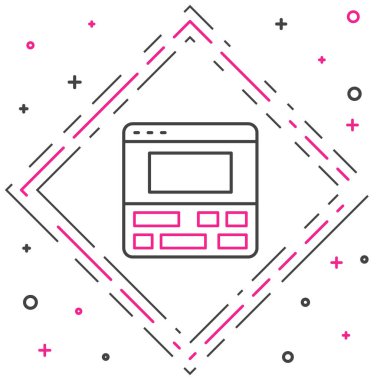 Çizgi Video kaydedici ya da dizüstü bilgisayar simgesindeki düzenleyici yazılımı beyaz arkaplanda izole edildi. Dizüstü bilgisayarda video düzenleme. Renkli taslak konsepti. Vektör