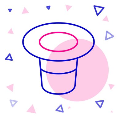 Çizgi Sihirli Şapka simgesi beyaz arkaplanda izole edildi. Sihir numarası. Gizemli eğlence konsepti. Renkli taslak konsepti. Vektör